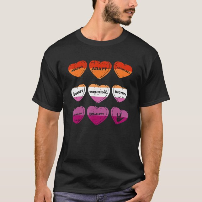 Accept Adapt Advocate Lesbian Pride Flag Gay LGBT- T Shirt (Framsida)
