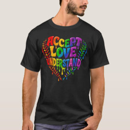 Accept Love Understand Autism Rainbow Drip Heart T Shirt