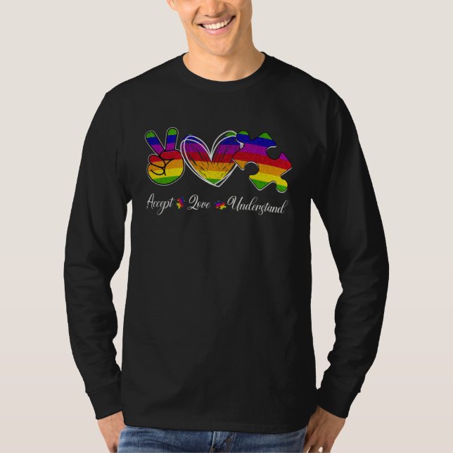 Accept Love Understand Peace Heart Puzzle Autism A T Shirt (Framsida)