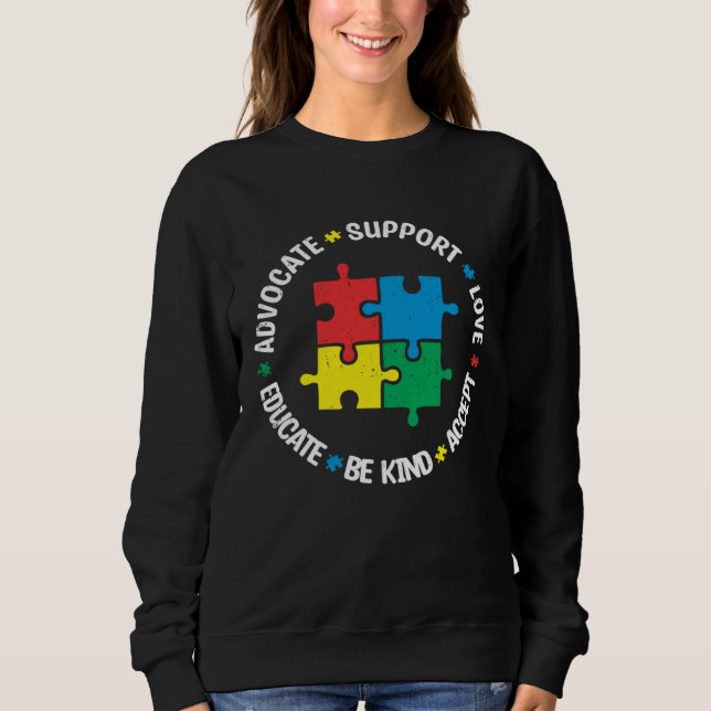Accept Support Advocate Educate Autistic Autism Aw T Shirt (Framsida)