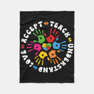 Accept Teach Understand Love April Autism Awarenes Fleecefilt