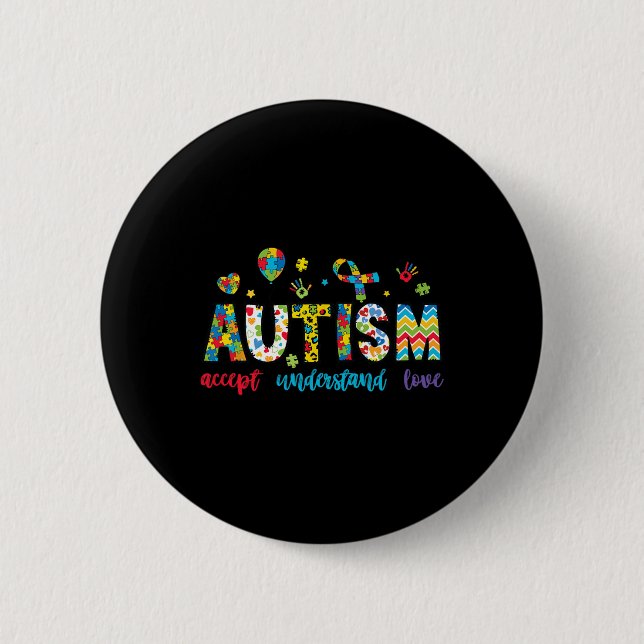 Accept Understand Autism Awareness Support For Kid Knapp (Framsida)