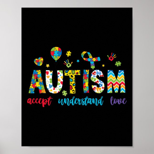 Accept Understand Autism Awareness Support For Kid Poster (Framsidan)