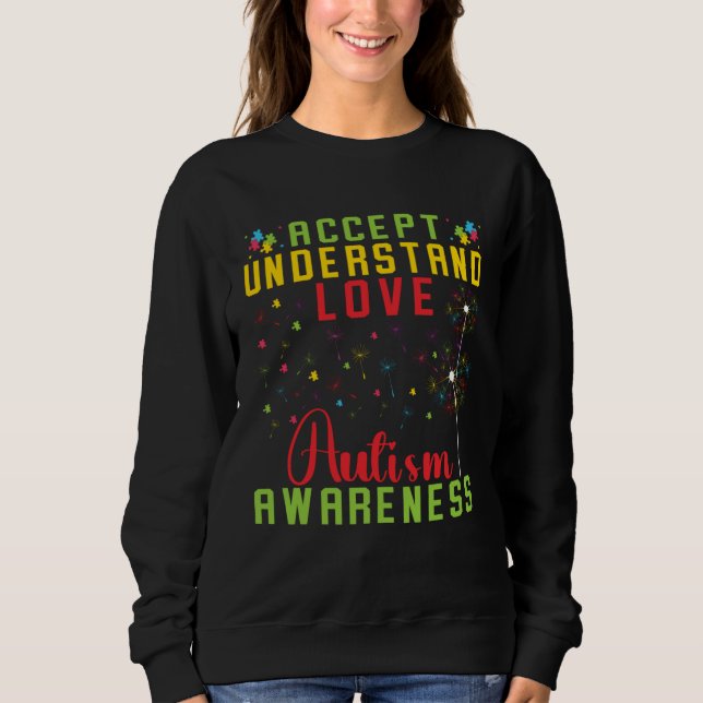 Accept Understand Love Autism Awareness Rainbow Pu T Shirt (Framsida)