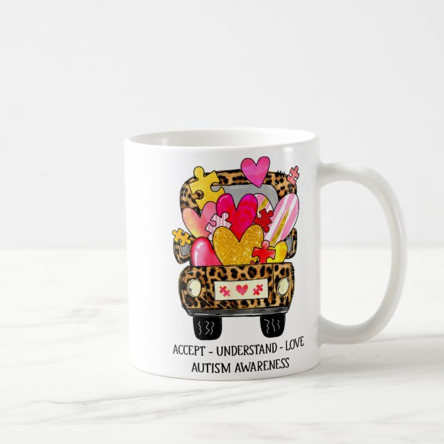 Accept Understand Love Autism Awareness Support Va Kaffemugg (Höger)