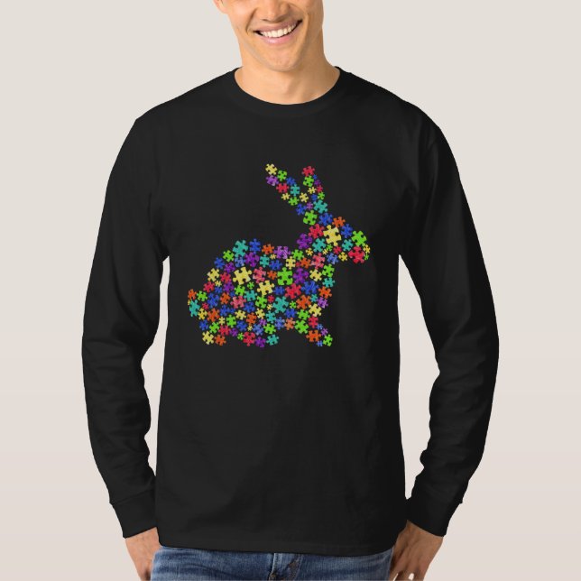 Accept Understand Love Bunny Autism Awareness East T Shirt (Framsida)