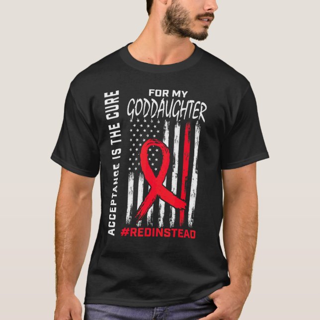 Acceptance Redistället Red istället Autism Goddaug T Shirt (Framsida)