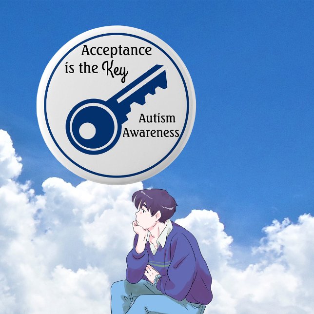 Acceptans är Nyckel Autism Awareness Button Knapp (Skapare uppladdad)