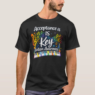 Acceptans är nyckeln Autism Medvetenhet Månad Lära T Shirt