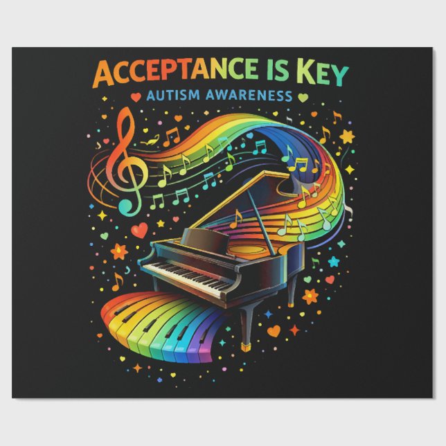Acceptans Är Nyckeln Autism Medvetenhet Presentpapper (Platt)