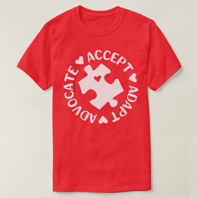 Acceptera Adapt Advocate Autism Awareness 2 T Shirt (Design framsida)