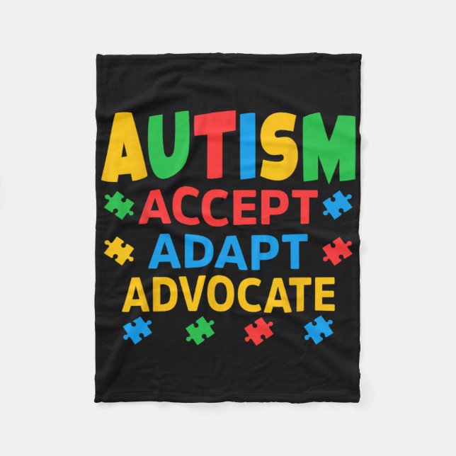 Acceptera Adapt Advocate Autism Awareness Manar Wo Fleecefilt (Framsidan)