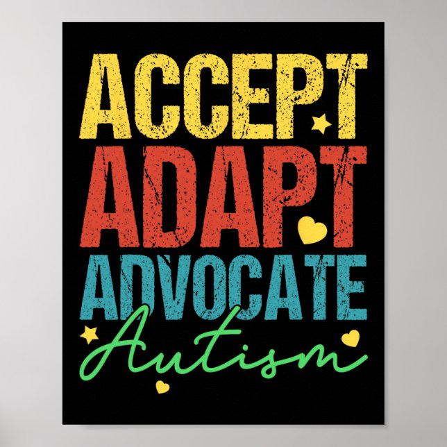 Acceptera Adapt Advocate Autism Awareness Month Ma Poster (Framsidan)