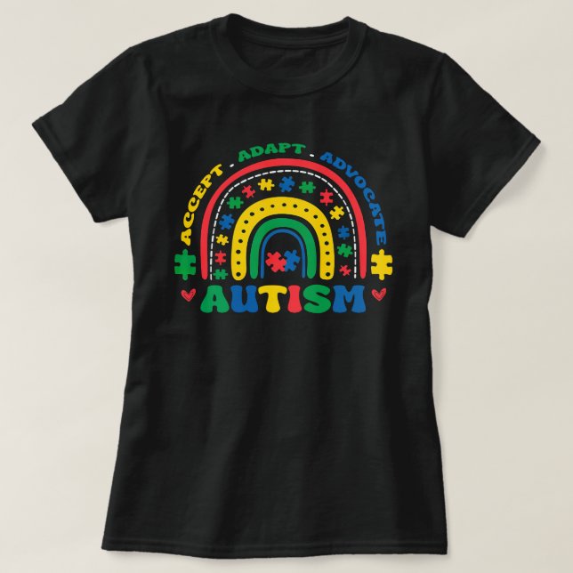 Acceptera Adapt Advocate autism Speciell utbildnin T Shirt (Design framsida)