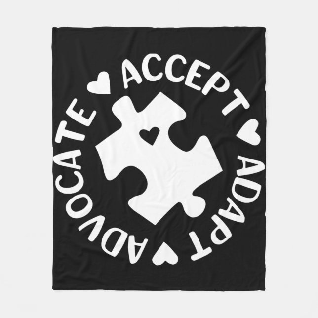 Acceptera Adapt Advocate Puzzle Biet Autism Awaren Fleecefilt (Framsidan)