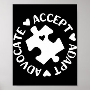 Acceptera Adapt Advocate Puzzle Biet Autism Awaren Poster