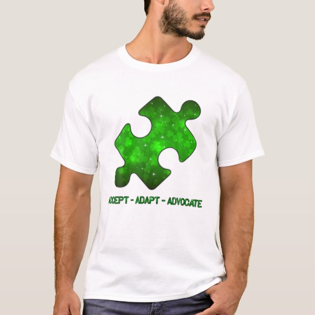 Acceptera Adapt Avocate Puzzle Shamrock Autism St  T Shirt (Framsida)