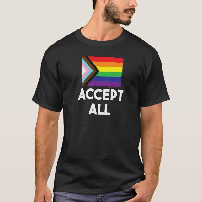 Acceptera alla framsteg i Gay pride Ord T Shirt (Framsida)