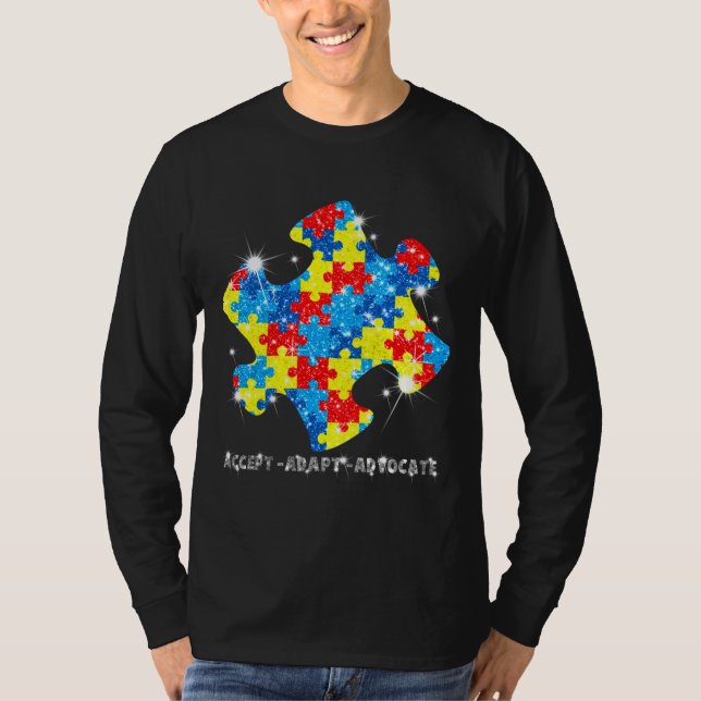 Acceptera autismens medvetenhet om Adapt Advocate T Shirt (Framsida)