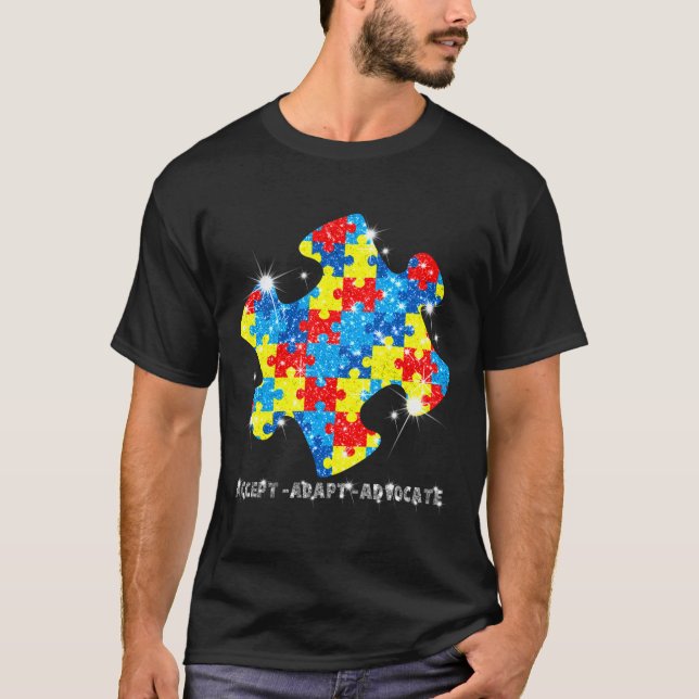 Acceptera autismens medvetenhet om Adapt Advocate T Shirt (Framsida)