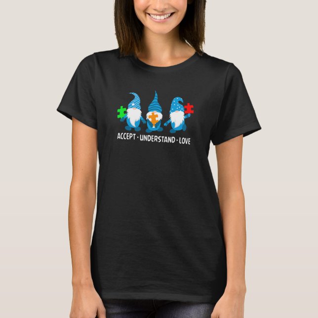 Acceptera Förstå Kärlek Asd Regnbåge Blomma Autism T Shirt (Framsida)