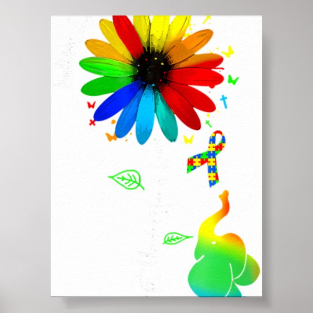 Acceptera Förstå Kärlek Autism Acceptans Solros  Poster (Framsidan)