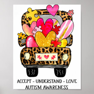 Acceptera Förstå Kärlek Autism Acceptans Stöd Va Poster