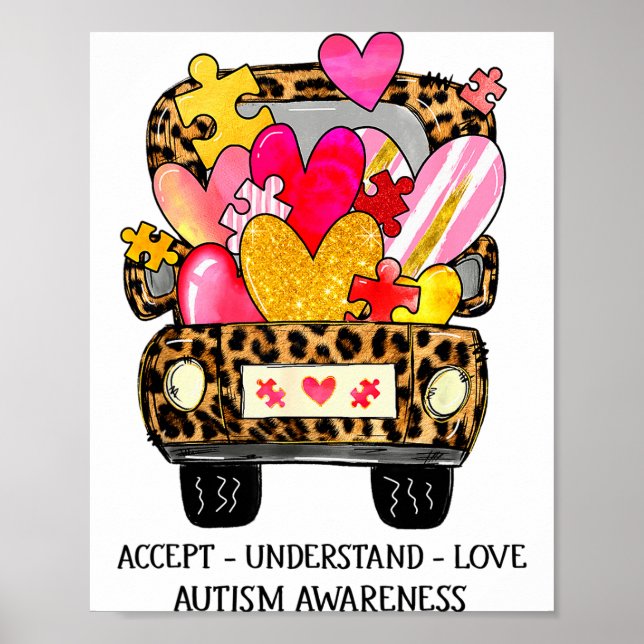 Acceptera Förstå Kärlek Autism Acceptans Stöd Va Poster (Framsidan)