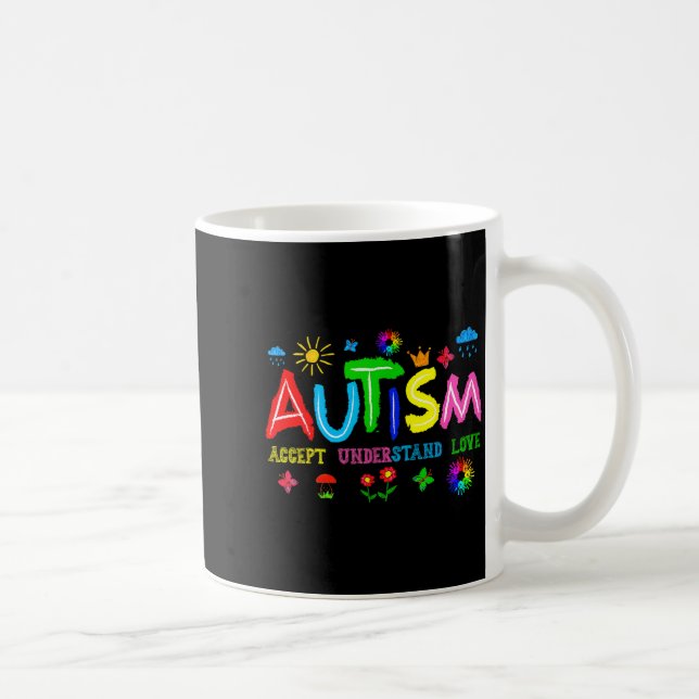 Acceptera förstå kärlek autism medvetenhet dag pus kaffemugg (Höger)