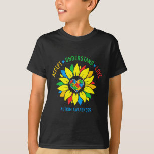 Acceptera Förstå Kärlek Autism Medvetenhet Solros T Shirt