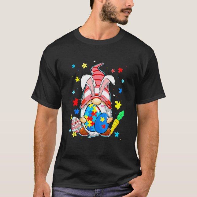 Acceptera Förstå Kärlek Gnome Autism Medvetenhet P T Shirt (Framsida)