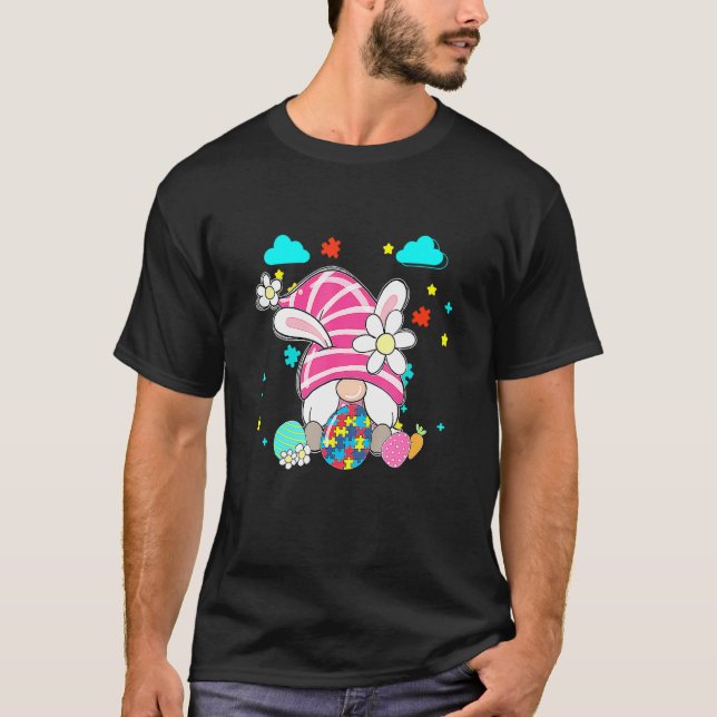 Acceptera Förstå Kärlek Gnome Påskdag Autism Medve T Shirt (Framsida)