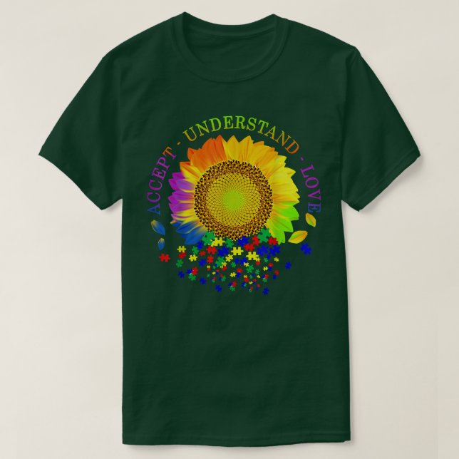 Acceptera insikten om Kärlek solrosautism T Shirt (Design framsida)