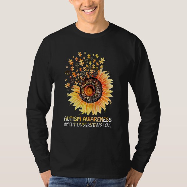 Acceptera insikten om Kärlek solrosautism T Shirt (Framsida)