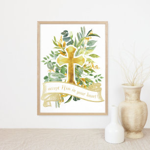 Acceptera Jesus i ditt hjärta - Christian Faith Poster