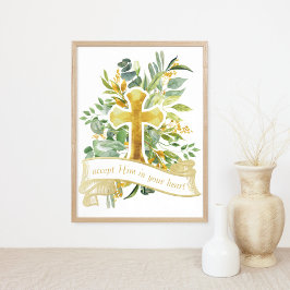 Acceptera Jesus i ditt hjärta - Christian Faith Poster