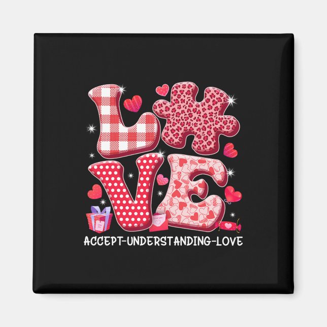 Acceptera kännedomen om Kärlek Autism Valentine' Magnet (Framsidan)