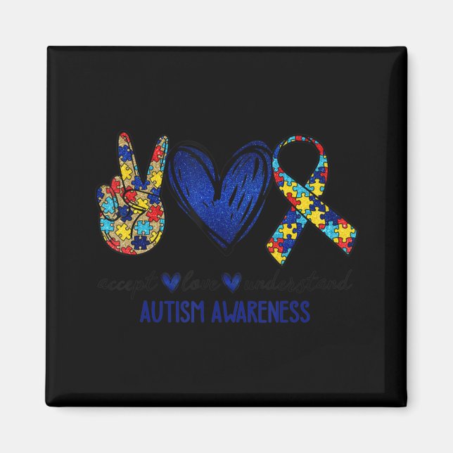 Acceptera Kärlek Autism Awareness Autism Mo Magnet (Framsidan)