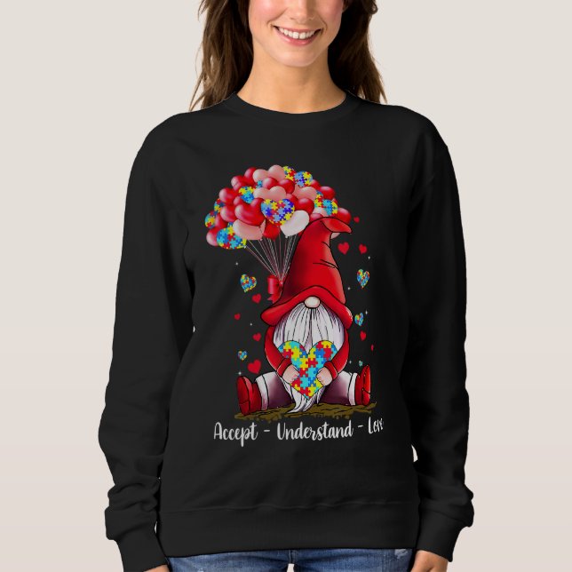 Acceptera Kärlek Autism Awareness Gnome Vale T Shirt (Framsida)