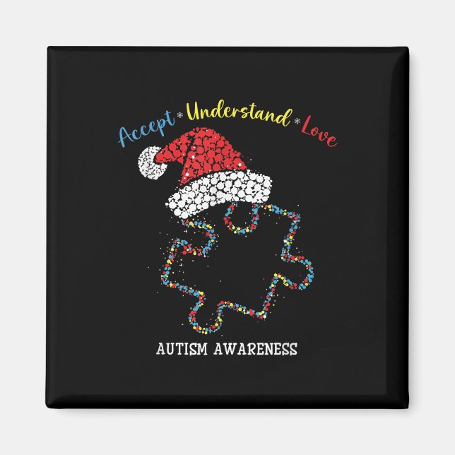 Acceptera Kärlek Autism Awareness Puzzle Chr Magnet (Framsidan)