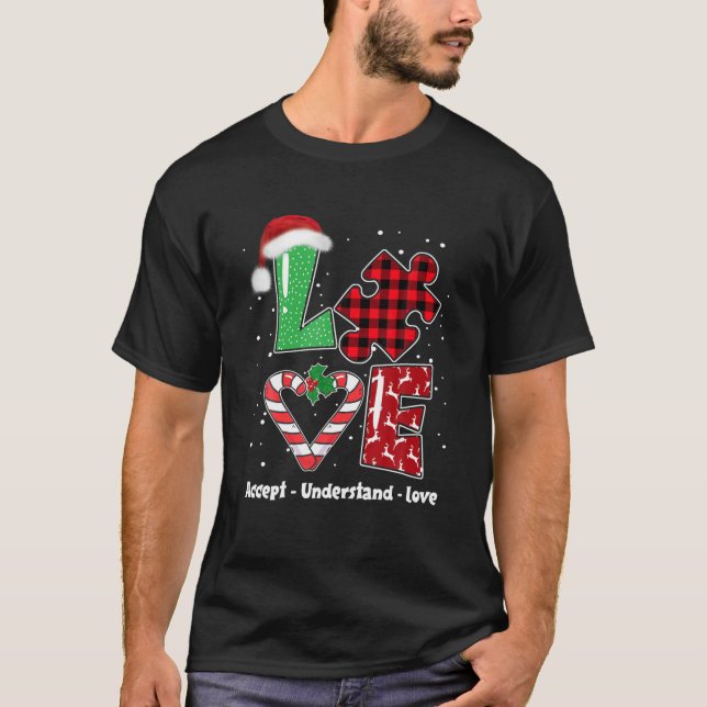 Acceptera Kärlek Autism Awareness Puzzle Chr T Shirt (Framsida)