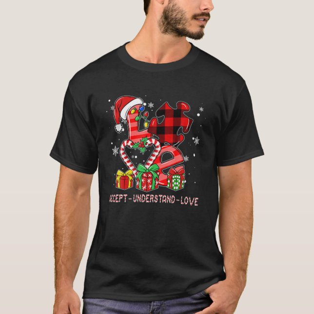 Acceptera Kärlek Autism Awareness Puzzle Chr T Shirt (Framsida)