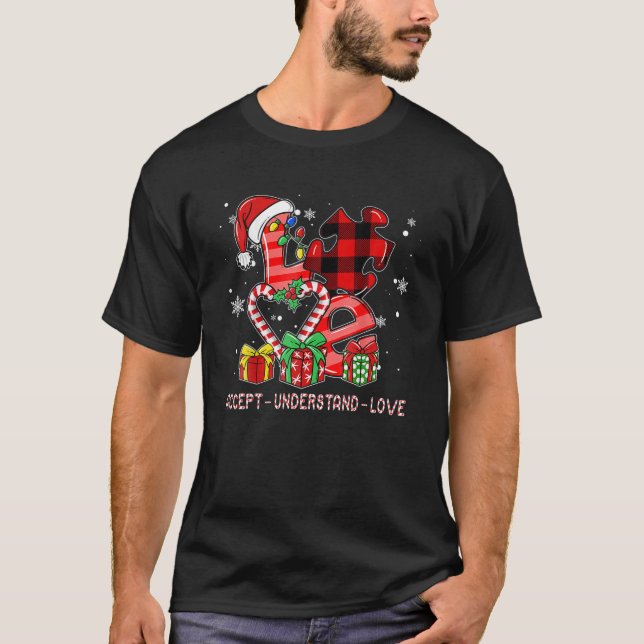Acceptera Kärlek Autism Awareness Puzzle Chr T Shirt (Framsida)