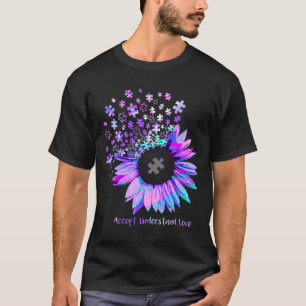 Acceptera Kärlek Autism Lila Hologram Sunf T Shirt