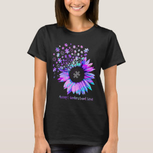 Acceptera Kärlek Autism Lila Hologram Sunf T Shirt