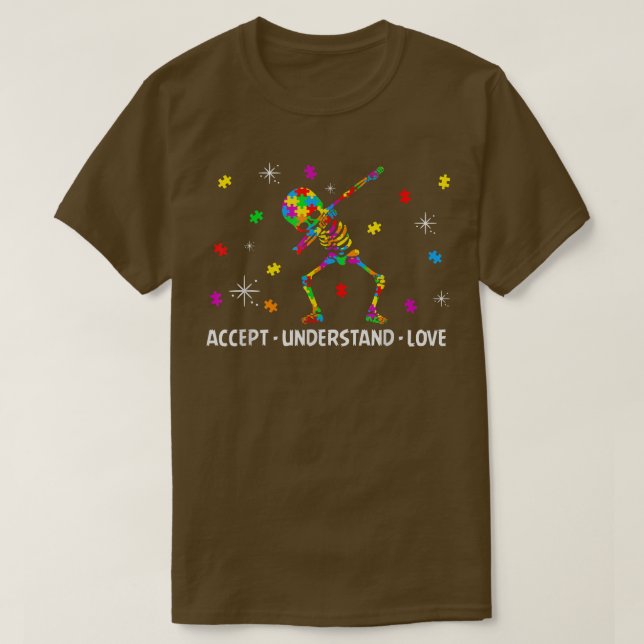 Acceptera Kärlek Dabbing Skeleton Autism Awa T Shirt (Design framsida)