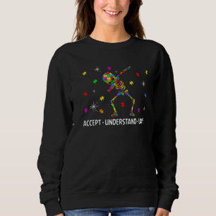 Acceptera Kärlek Dabbing Skeleton Autism Awa T Shirt