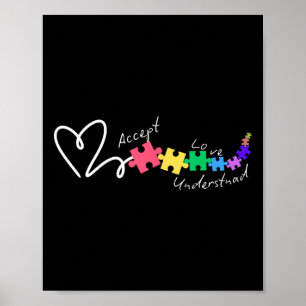 Acceptera Kärlek förstå Autism Support Funny Autis Poster