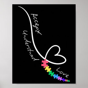 Acceptera Kärlek förstå Autism Support Funny Autis Poster
