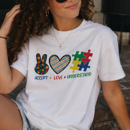 Acceptera kärlek Förstå, Autismmedvetenhet T Shirt